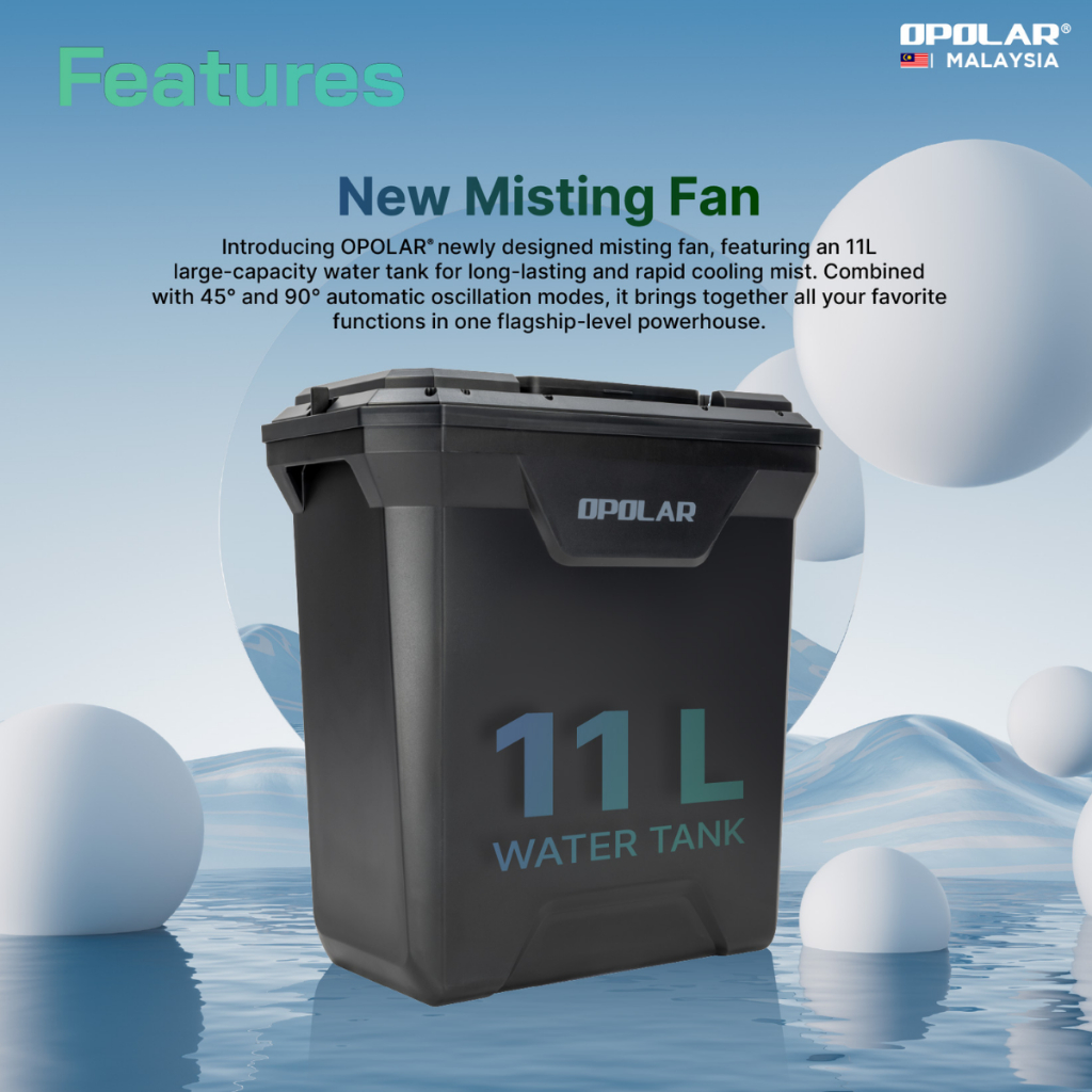 OPOLAR 11L Water Tank Oscillating & Rechargeable Mist Fan