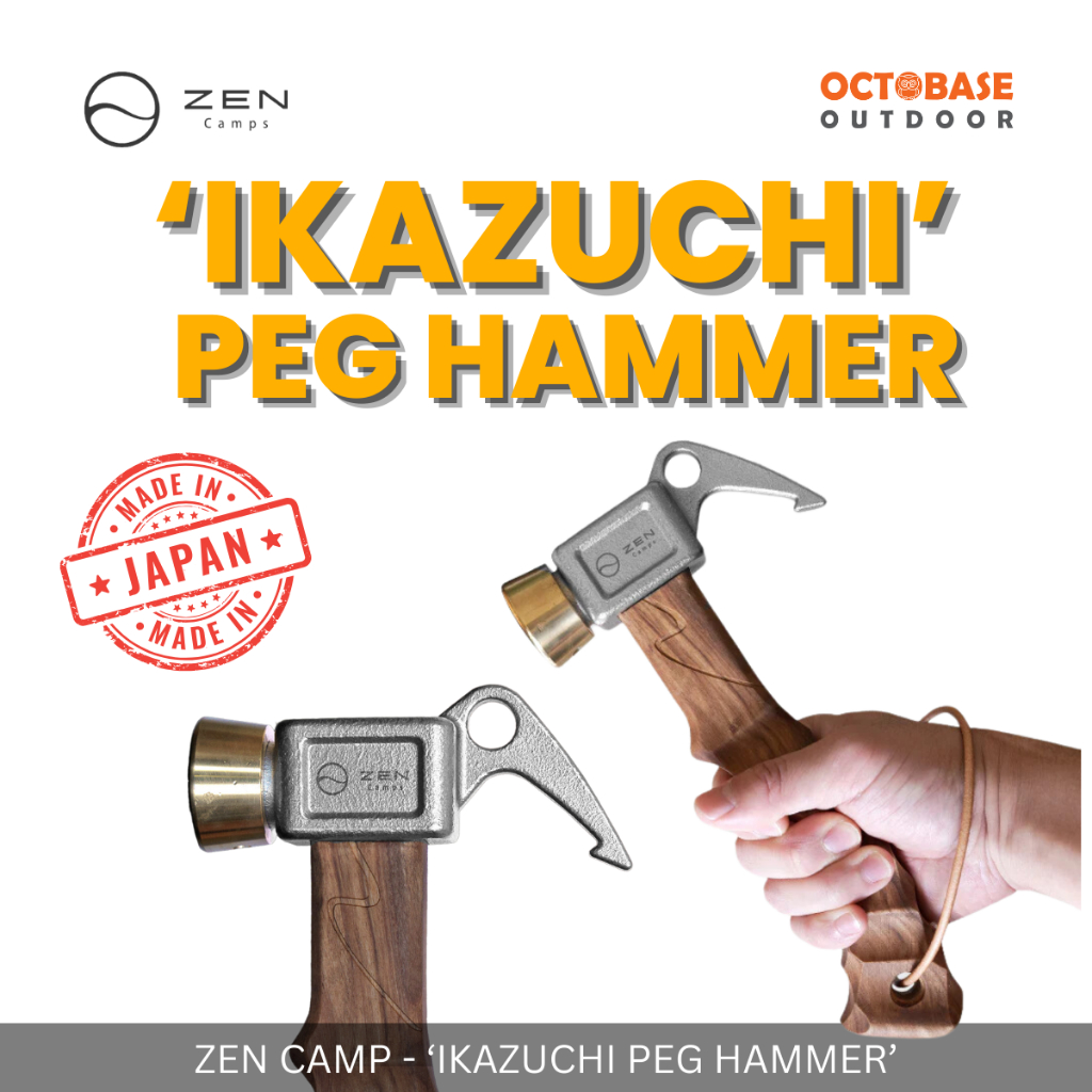 ZEN CAMPS - CAMPING PEG HAMMER GRIP OLIVE WOODEN HANDLE FOR INDOOR OUTDOOR
