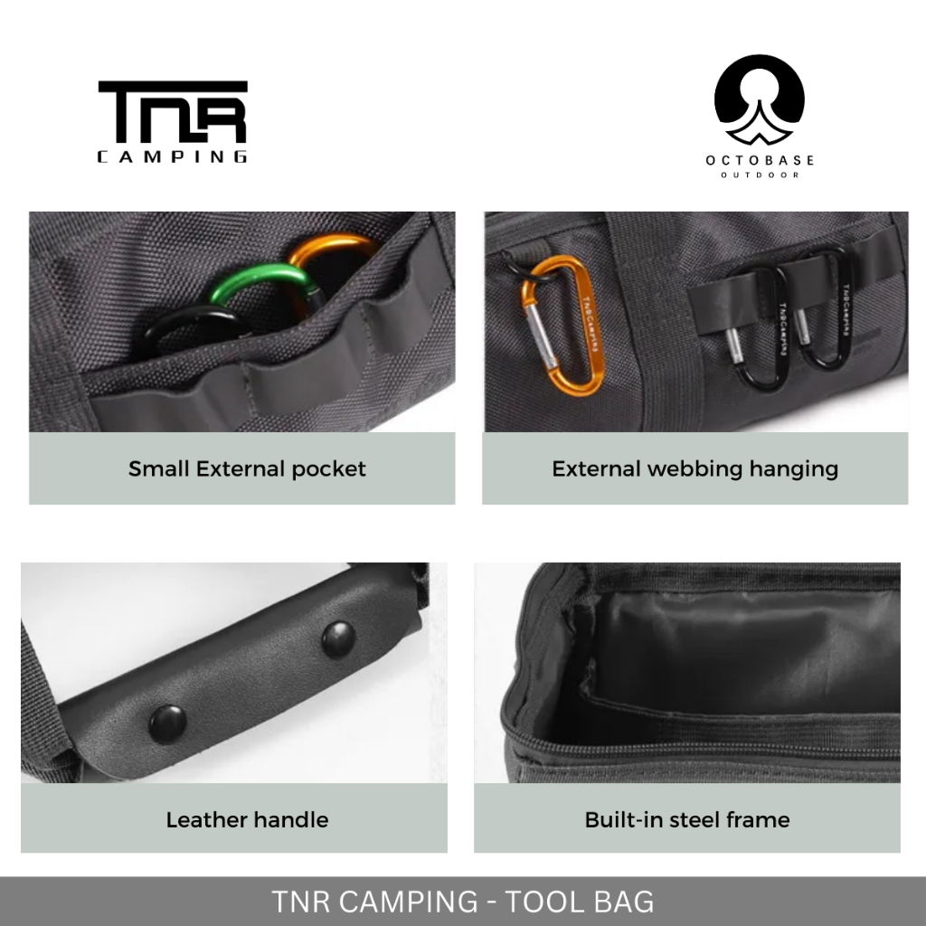 TNR CAMPING - TOOL BAG ORGANIZE MULTI-PURPOSE BAG FOR PEG ROPE HAMMER FOR INDOOR OUTDOOR CAMPING HIKING PICNIC
