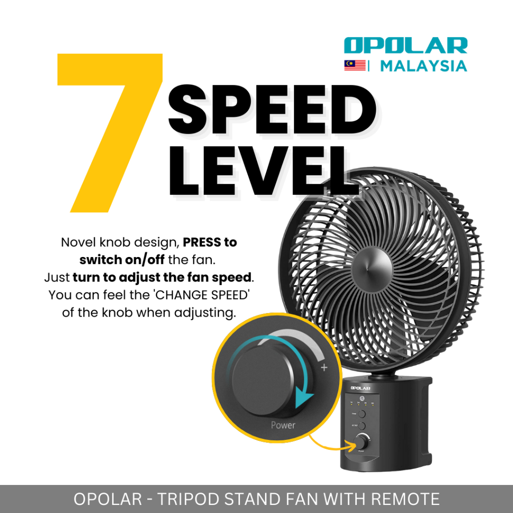 OPOLAR - 7 SPEED LEVEL TRIPOD FAN 20,000 mAh OSCILLATING CAMPING PICNIC OUTDOOR COOL RECHARGEBLE FAN