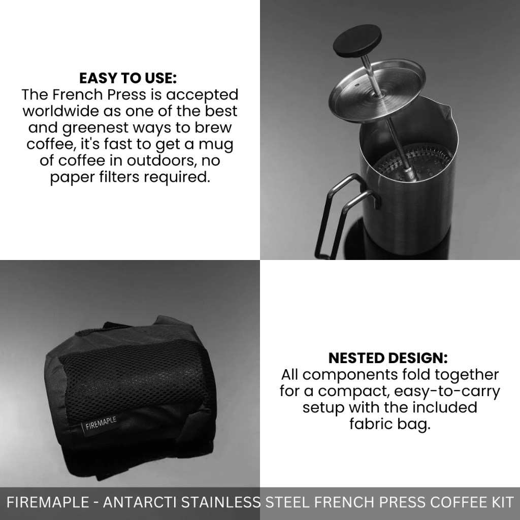 FIREMAPLE  - STAINLESS STEEL ANTARCTI FRENCH PRESS COFFEE KIT