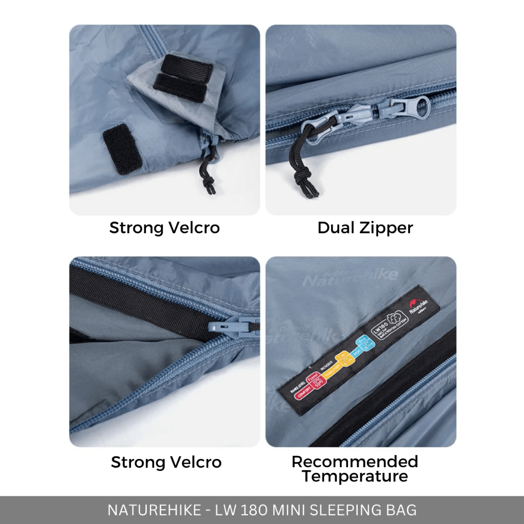NATUREHIKE - LW180 SLEEPING BAG ULTRA-LIGHT WASHABLE COMFORTABLE FOR INDOOR OUTDOOR CAMPING HIKING