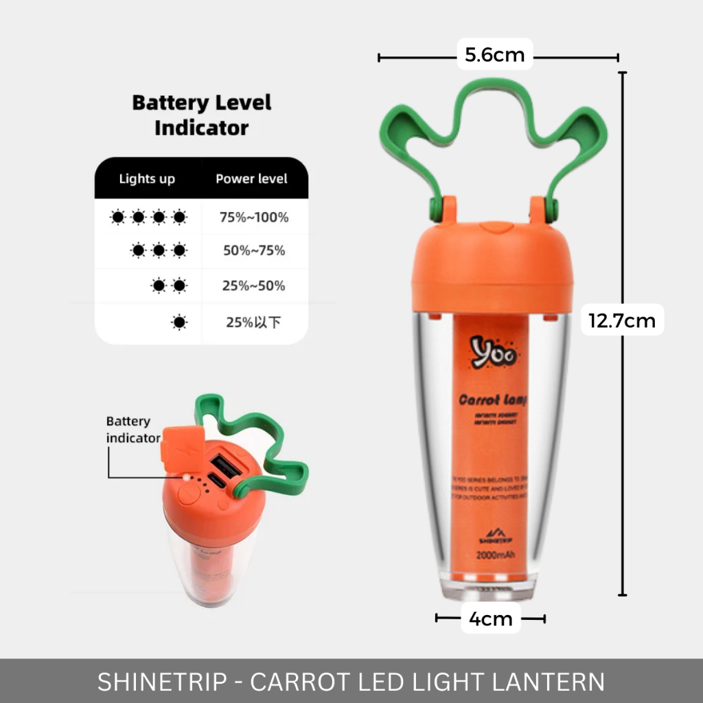 SHINETRIP - CARROT AMBIENT LIGHT 2000 mAh OUTDOOR HANGING CLIP LED LANTERN WITH MAGNET RADISH
