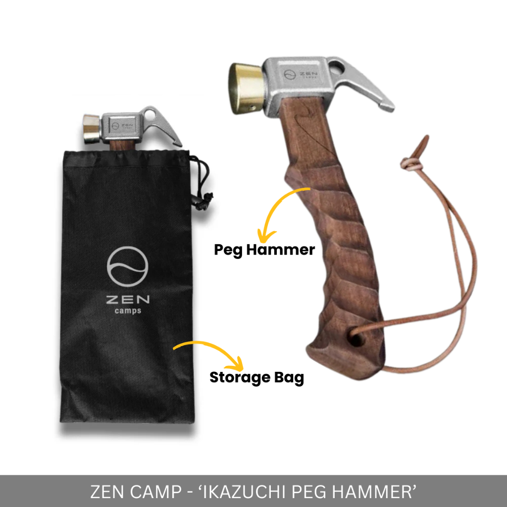 ZEN CAMPS - CAMPING PEG HAMMER GRIP OLIVE WOODEN HANDLE FOR INDOOR OUTDOOR