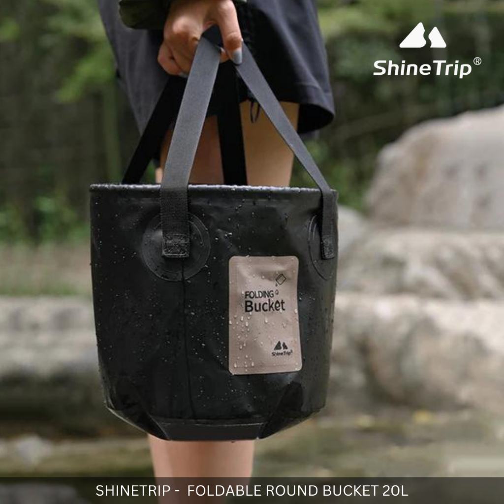 SHINETRIP 20L MULTIPURPOSE COMPACT FOLDING BUCKET BARREL FOR OUTDOOR INDOOR TRAVEL PICNIC CAMPING