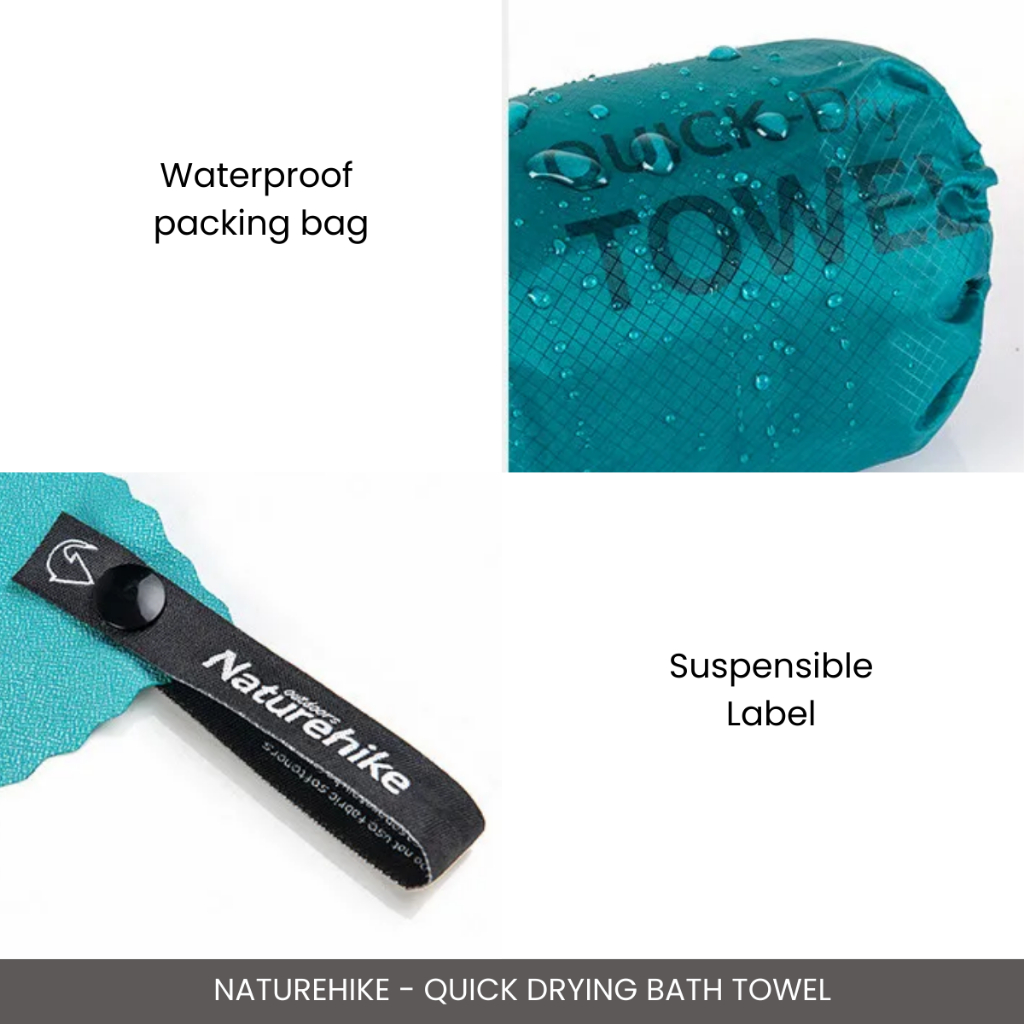 NATUREHIKE - QUICK DRY TOWEL MJ01 MJ02 PORTABLE ULTRA LIGHT CAMPING TRAVEL SPORT TOWEL
