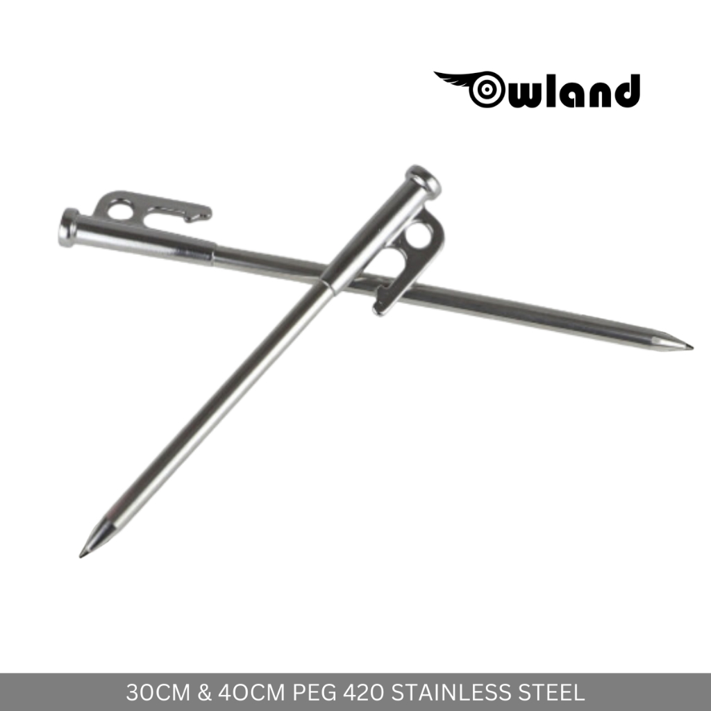 Owland 420 stainless steel camping peg stake 30cm 40cm