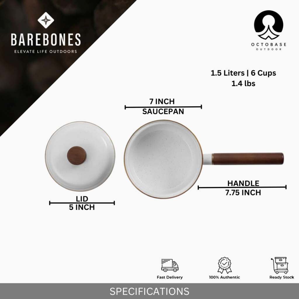 BAREBONES ENAMEL SAUCEPAN 