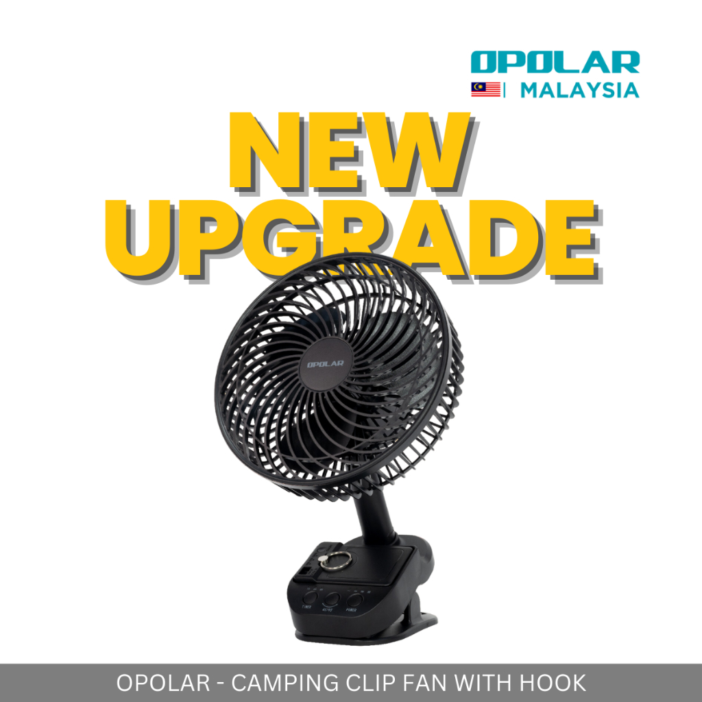 OPOLAR - DESK & CLIP FAN WITH HOOK 10,000 mAh OSCILLATING CAMPING PICNIC OUTDOOR FAN