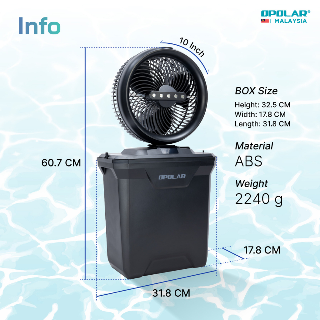 OPOLAR 11L Water Tank Oscillating & Rechargeable Mist Fan