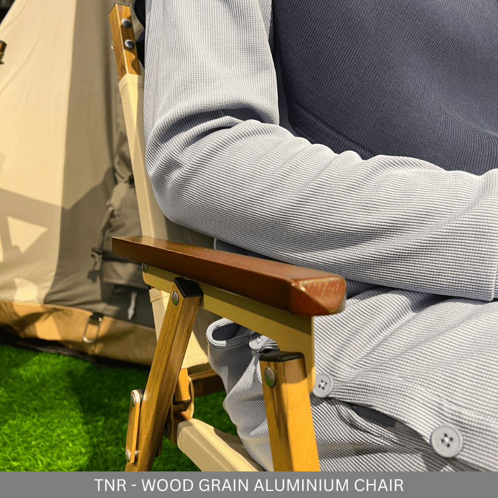 TNR CAMPING Wood Grain Aluminium Folding Chair