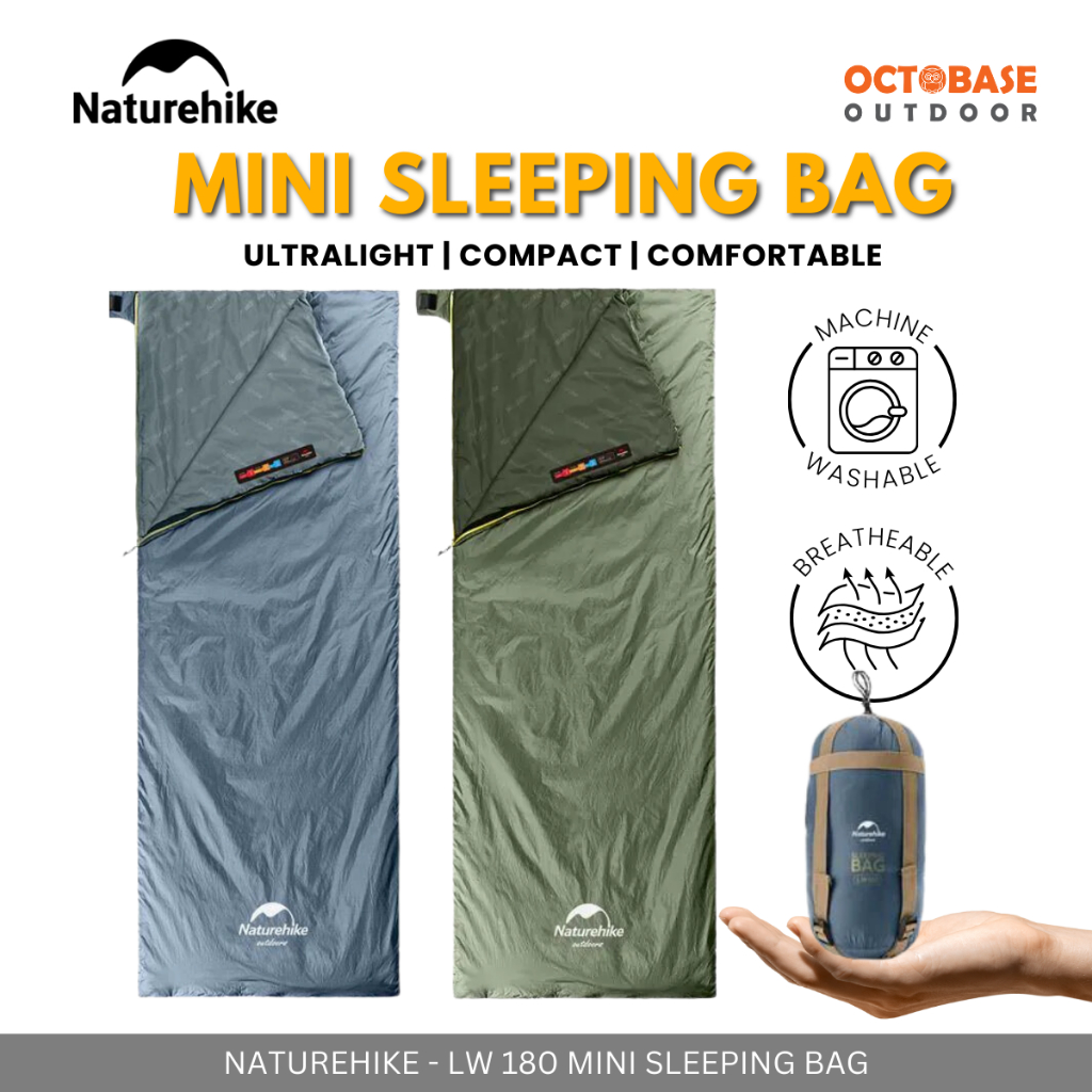 NATUREHIKE - LW180 SLEEPING BAG ULTRA-LIGHT WASHABLE COMFORTABLE FOR INDOOR OUTDOOR CAMPING HIKING