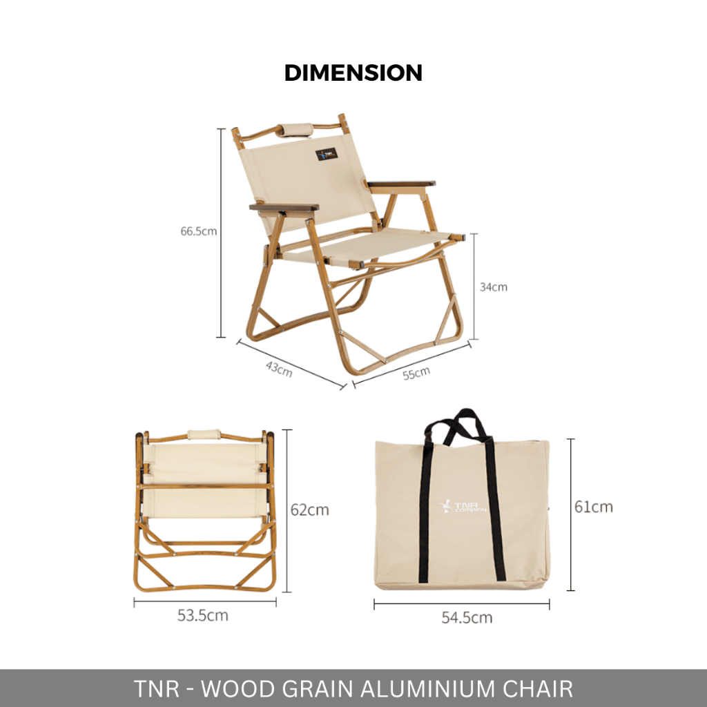 TNR CAMPING Wood Grain Aluminium Folding Chair