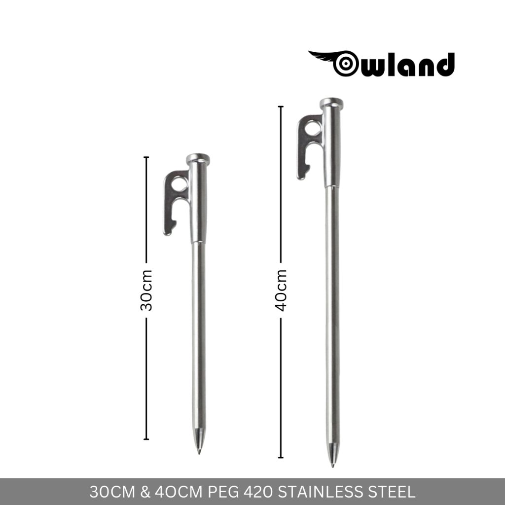 Owland 420 stainless steel camping peg stake 30cm 40cm