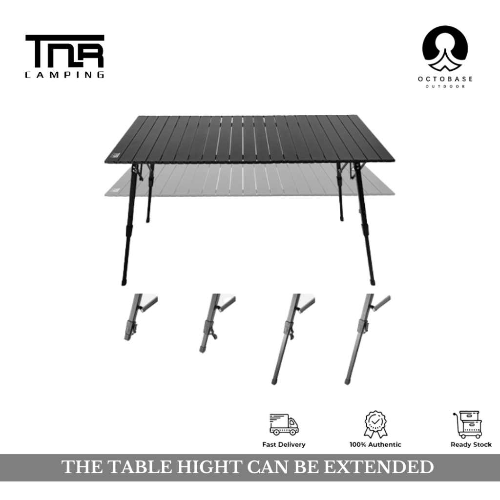 TNR CAMPING - ALUMINIUM EGG ROLL TABLE LIGHTWEIGHT ADJUSTABLE HEIGHT FOLDABLE TABLE OUTDOOR CAMPING HIKING PICNIC