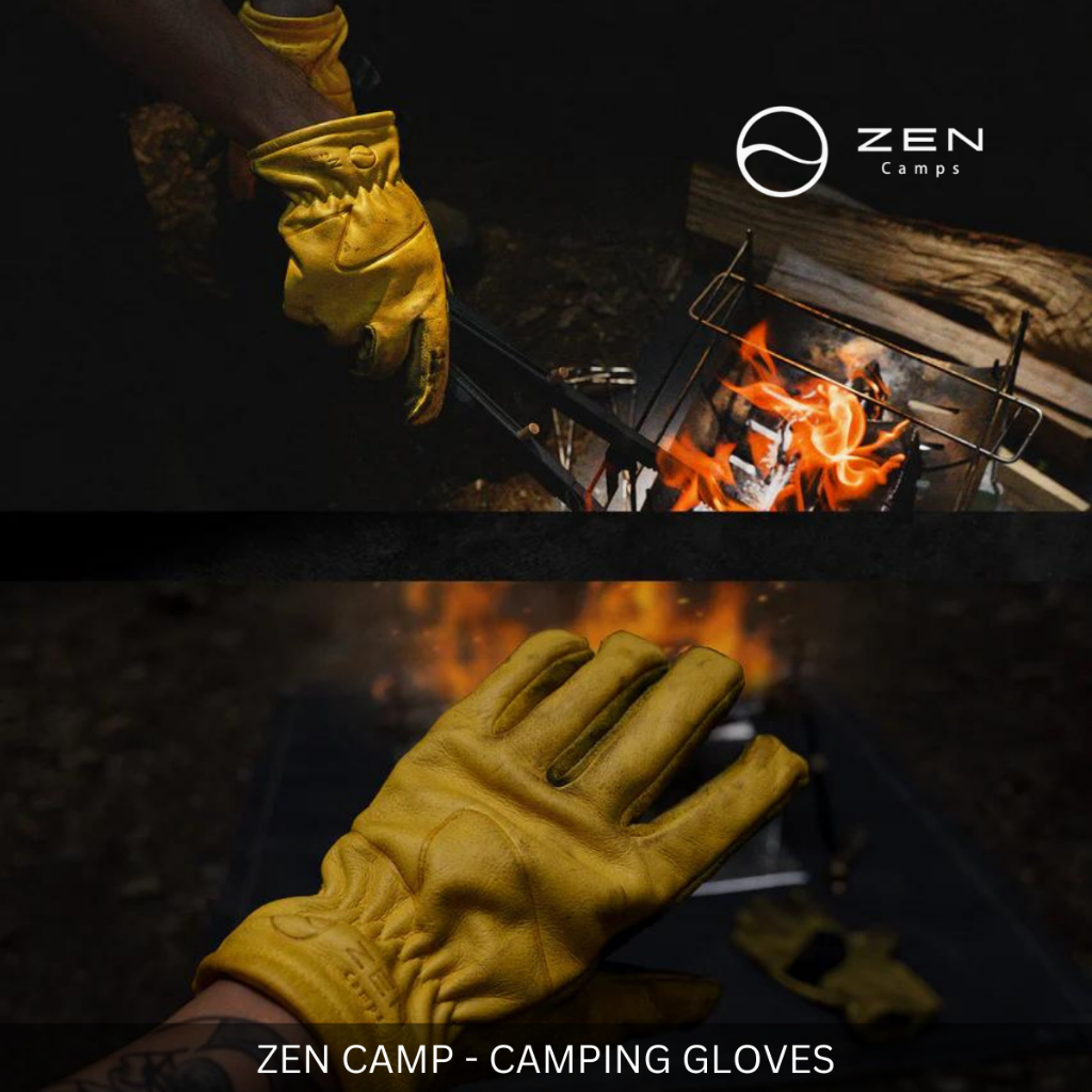 ZEN CAMPS - CAMPING COW LEATHER GLOVES PROTECTION DURABLE FOR INDOOR OUTDOOR