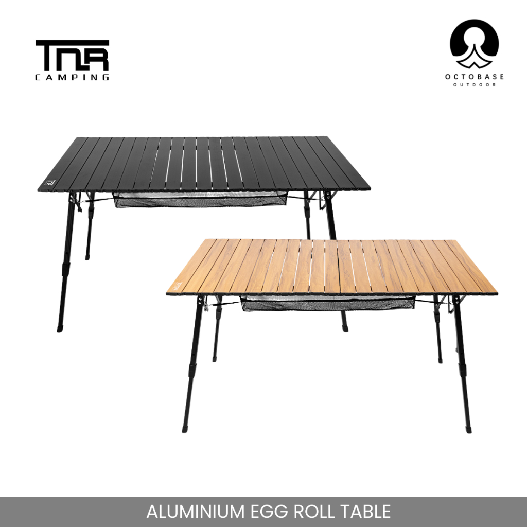 TNR CAMPING - ALUMINIUM EGG ROLL TABLE LIGHTWEIGHT ADJUSTABLE HEIGHT FOLDABLE TABLE OUTDOOR CAMPING HIKING PICNIC