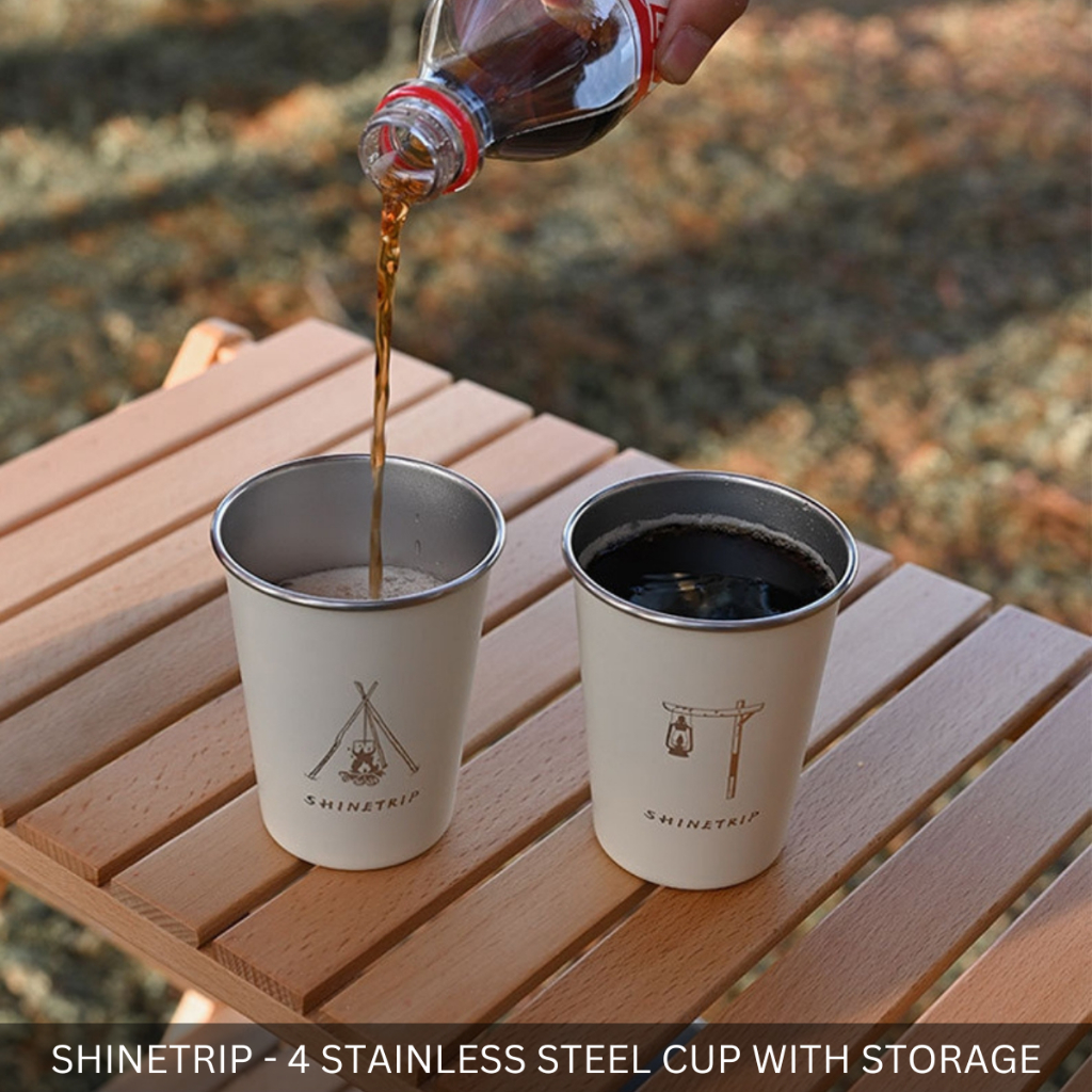 SHINETRIP - SET 4PCS/PIECES OUTDOORS CAMPING STAINLESS STEEL 350ML CUP PICNIC FISHING MUG