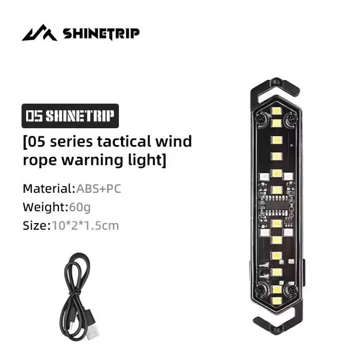 SHINETRIP 05 Series Wind Rope Warning Light attached to tent rope at night