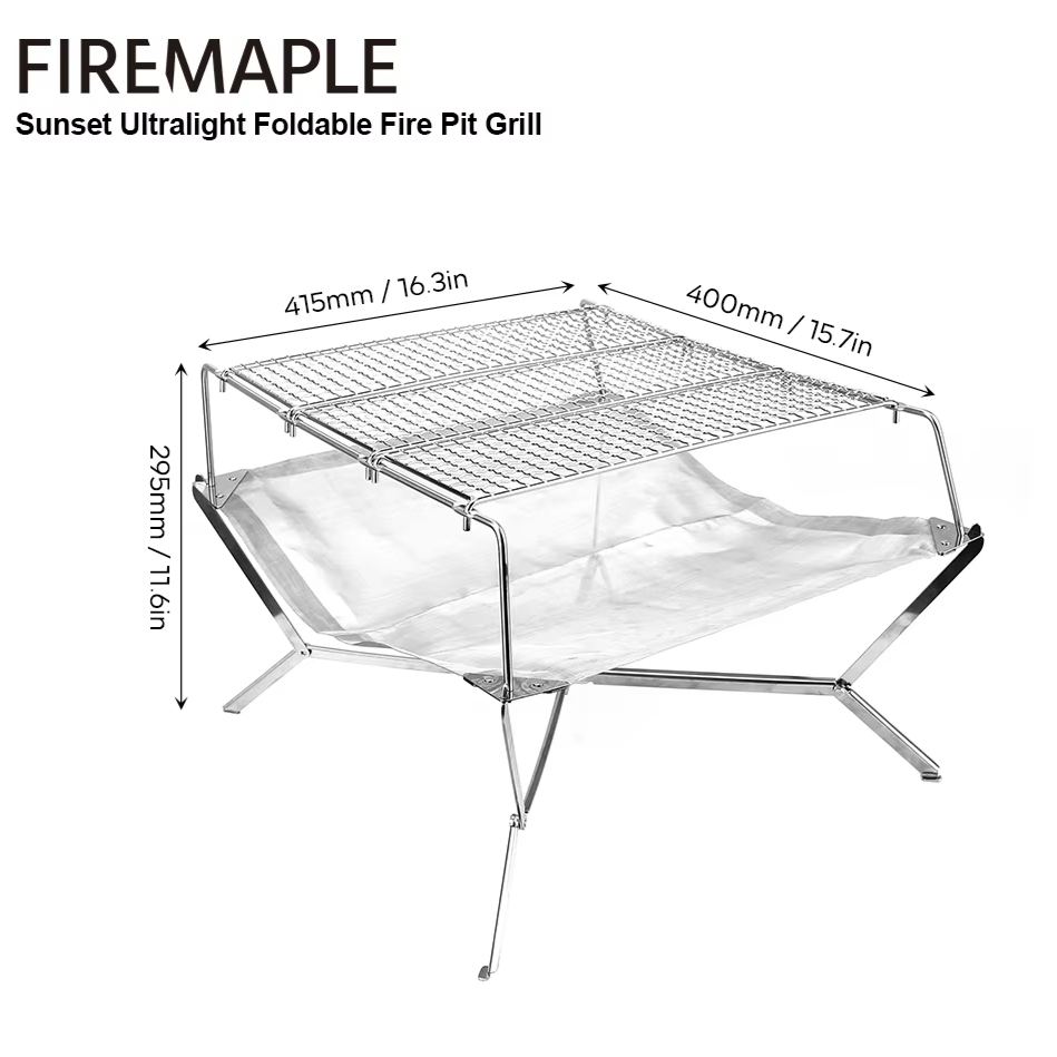 FIREMAPLE Sunset Ultralight Foldable Fire Pit Grill