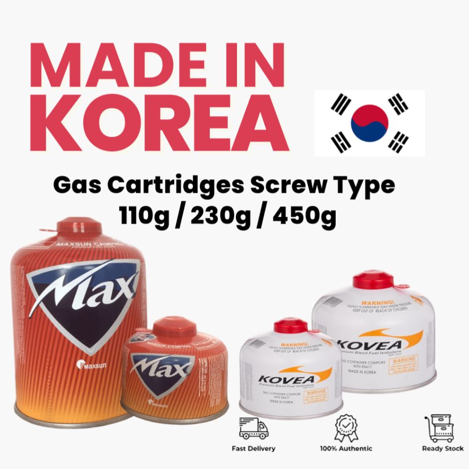 FROM KOREA KOVEA & MAX CAMPING PROPANE BUTANE GAS CARTRIDGES SCREW TYPE OUTDOOR CAMPING PICNIC