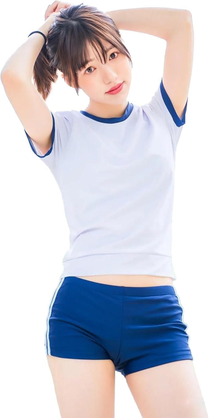 体操着 体操服 コスプレ 大きいサイズ ブルマ セクシー エッチ 白 紺色 半袖 短パン セット女装 泳げる体操服 運動会 撮影にも 激しい運動にも対応！