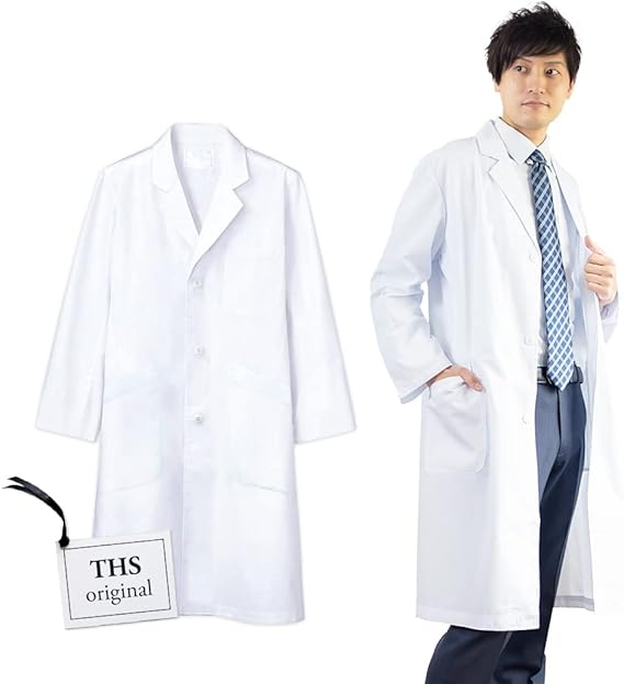 白衣NET 白衣 男性用 メンズ 診察衣 長袖 実験衣 ドクターコート 研究用白衣 シングル 医師