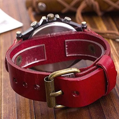 レトロ アンティーク クロノグラフ デザイン 太め レザー バンド ウォッチ 腕 時計 メンズ 