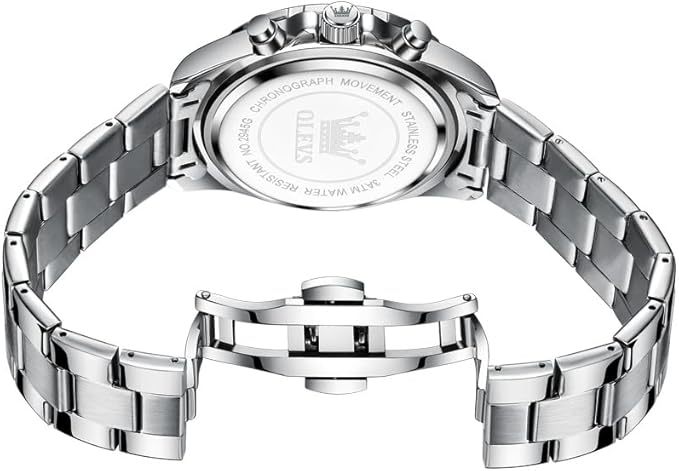 腕時計 メンズ クォーツ 人気 うで時計 ビジネス 学生 ムーンフェイズ クロノグラフ watch for men プレゼント 夜光 防水 日付 メタルバンド ホワイト