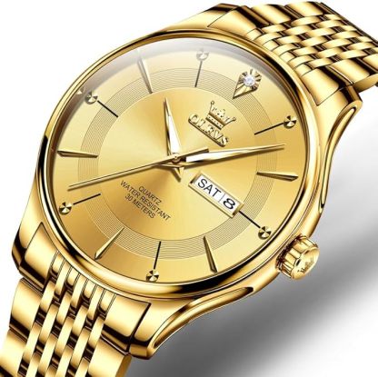 メンズ クオーツ メタルバンド ダイヤモンド メタルバンド 日付 シンプル おしゃれ 軽い 男性時計 夜光 防水 watch for men 学生 ゴールド