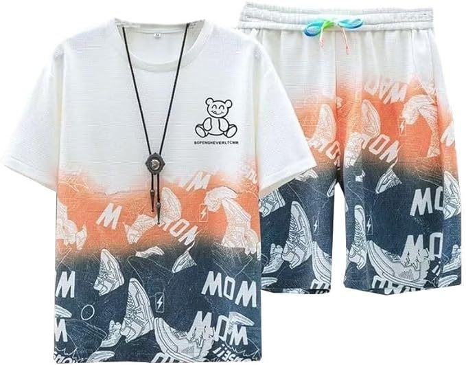 ジャージ 夏服メンズ 上下セット 半袖 上下2点セットプリントtシャツ メンズ 半袖 吸汗速乾 カジュアル 運動着 夏 部屋着ゆったり 軽量 おしゃれ 夏服男女兼用