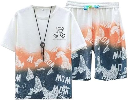ジャージ 夏服メンズ 上下セット 半袖 上下2点セットプリントtシャツ メンズ 半袖 吸汗速乾 カジュアル 運動着 夏 部屋着ゆったり 軽量 おしゃれ 夏服男女兼用