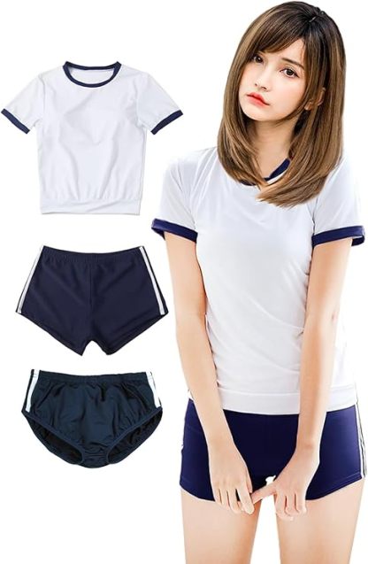 体操服 ブルマ コスプレ 短パン 2タイプ3点セット 体操着 S～XL コスチューム フルバックブルマ 部屋着