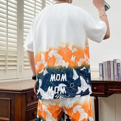 ジャージ 夏服メンズ 上下セット 半袖 上下2点セットプリントtシャツ メンズ 半袖 吸汗速乾 カジュアル 運動着 夏 部屋着ゆったり 軽量 おしゃれ 夏服男女兼用