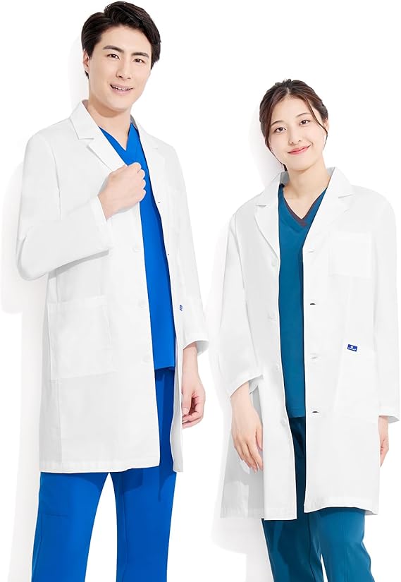 男女兼用 白衣 ストレッチ 柔らかい肌触り 綿高混率 サイズ充実 工業洗濯可能 ドクターコート 診察衣 医療