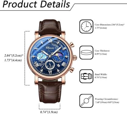 腕時計 メンズ 本革ベルト ファンゴッホ 星空: アナログ カレンダー レザーベルト 防水 クオーツウォッチ 茶色 ファッションウォッチ - 父の日 誕生日 クリスマス バレンタインデー 彼氏プレゼント