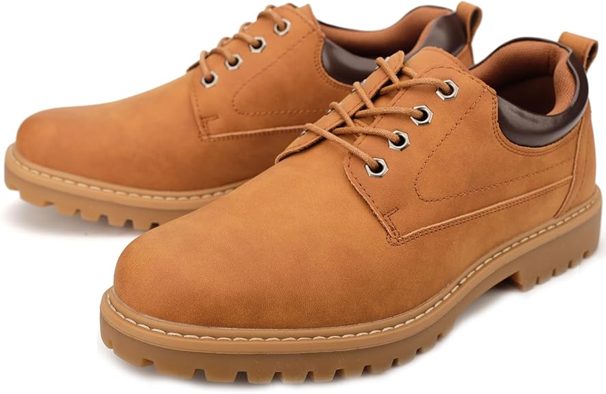 カジュアルシューズ メンズ ワークブーツ ローカット ショート イエローブーツ マウンテンブーツ アウトドア ファッション シューズ 靴 厚底 レースアップ 幅広 防滑底 オールシーズン シンプル キャンプ 男 紳士 軽量 多用途