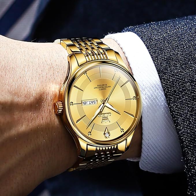 メンズ クオーツ メタルバンド ダイヤモンド メタルバンド 日付 シンプル おしゃれ 軽い 男性時計 夜光 防水 watch for men 学生 ゴールド