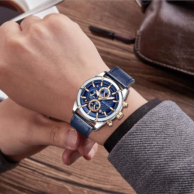 腕時計 メンズ ストップウォッチ機能付き 日付 防水 クオーツ おしゃれ シンプル 格付け カジュアル 勉強 仕事 アナログ 革 バンド ベルト ランキング ブランド