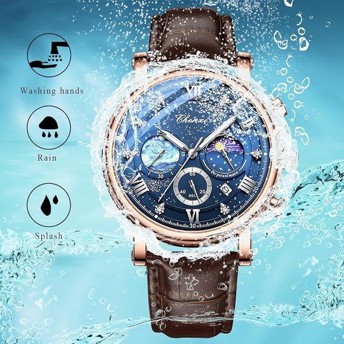 腕時計 メンズ 本革ベルト ファンゴッホ 星空: アナログ カレンダー レザーベルト 防水 クオーツウォッチ 茶色 ファッションウォッチ - 父の日 誕生日 クリスマス バレンタインデー 彼氏プレゼント