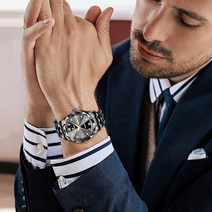 メンズ腕時計 ファッション カジュアル ビジネス 多機能 クロノグラフ ステンレス 防水 日付表示 シルバーブル- ブラック アナログクォーツ時計