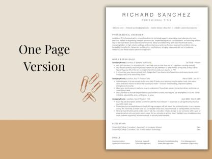  Resume Template For IT PROFESSIONAL ATS Friendly  Word, Pages, Google Docs,