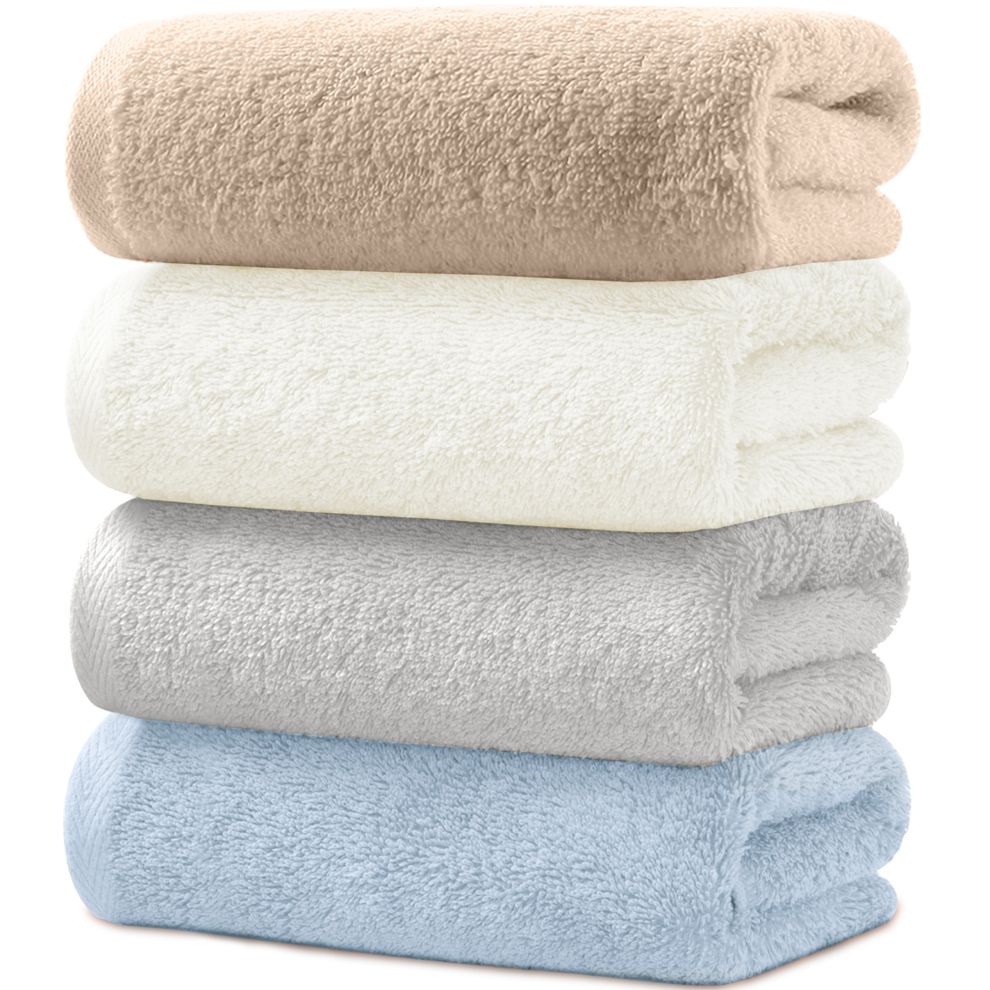 AYO バスタオル 4枚セット 4色01 ホテル仕様 ふかふか 綿100% 高吸水 耐久性 無地 毛羽落ち少ない ギフト