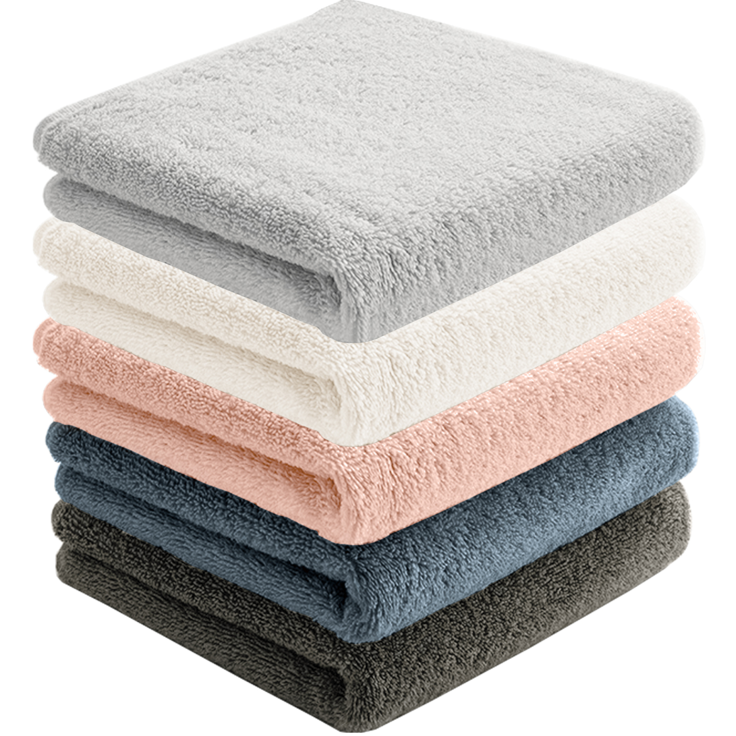 AYO フェイスタオル ホテル仕様 5枚セット 5色01 ふかふか 綿100% 34×80cm 高吸水 耐久性 無地 毛羽落ち少ない ギフト