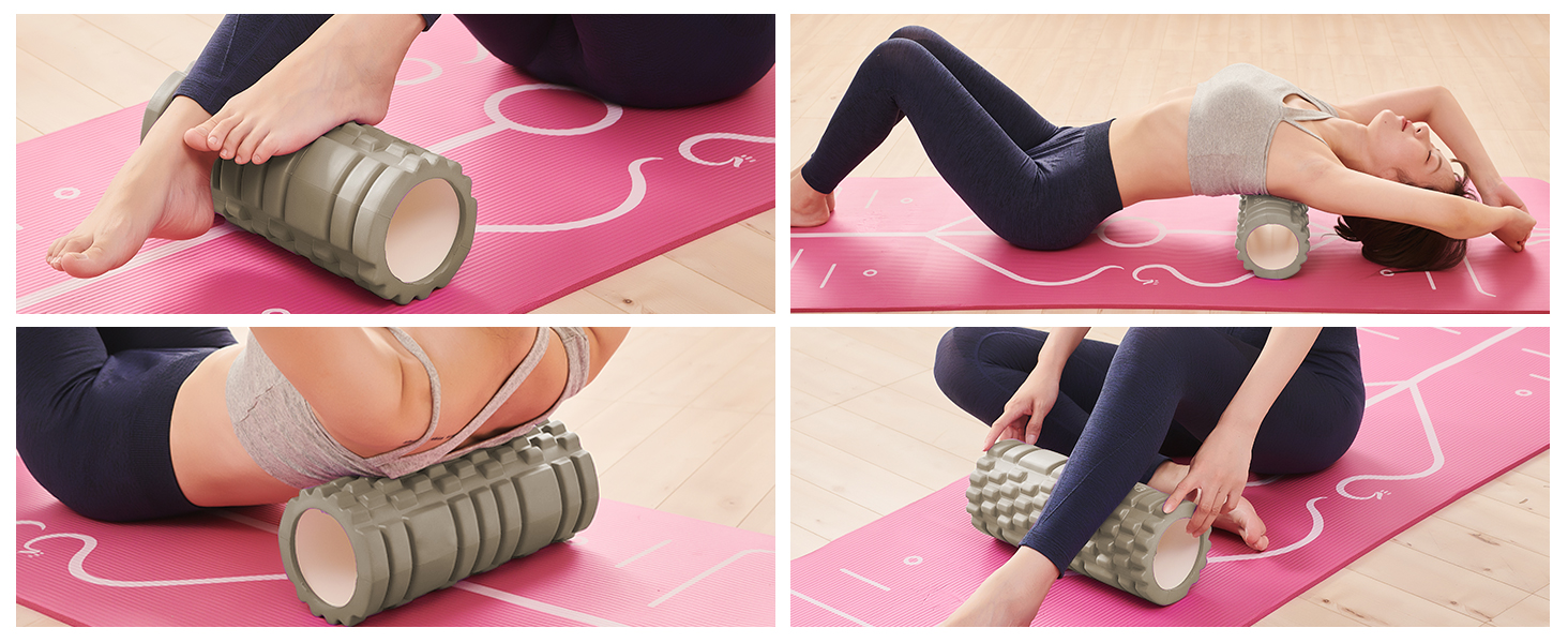 フォームローラー AYO 筋膜リリース マッサージローラー 筋膜ローラー セット ヨガポール 足 太もも 背中 筋肉ほぐし ストレッチ トレーニング スポーツ フィットネス ストレッチ器具 説明書 収納バッグ ライトブラウン