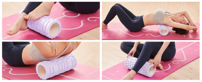 フォームローラー AYO 筋膜リリース マッサージローラー 筋膜ローラー セット ヨガポール 足 太もも 背中 筋肉ほぐし ストレッチ トレーニング スポーツ フィットネス ストレッチ器具 説明書 収納バッグ ライトパープル