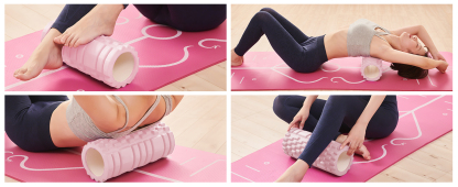 フォームローラー AYO 筋膜リリース マッサージローラー 筋膜ローラー セット ヨガポール 足 太もも 背中 筋肉ほぐし ストレッチ トレーニング スポーツ フィットネス ストレッチ器具 説明書 収納バッグ ライトピンク