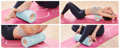 フォームローラー AYO 筋膜リリース マッサージローラー 筋膜ローラー セット ヨガポール 足 太もも 背中 筋肉ほぐし ストレッチ トレーニング スポーツ フィットネス ストレッチ器具 説明書 収納バッグ ライトブルー