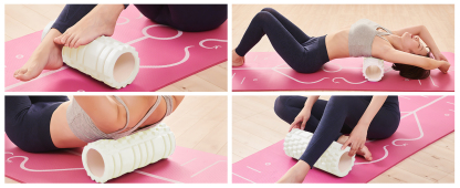 フォームローラー AYO 筋膜リリース マッサージローラー 筋膜ローラー セット ヨガポール 足 太もも 背中 筋肉ほぐし ストレッチ トレーニング スポーツ フィットネス ストレッチ器具 説明書 収納バッグ オフホワイト