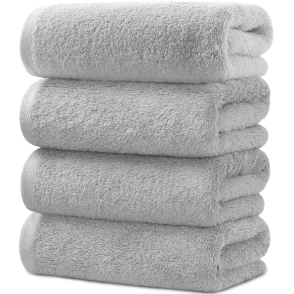 AYO バスタオル 4枚セット ライトグレー ホテル仕様 ふかふか 綿100% 高吸水 耐久性 無地 毛羽落ち少ない ギフト
